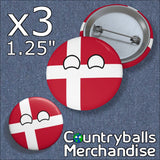 Denmark Pin Badges x3 Pack