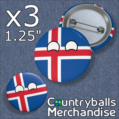 Iceland Pin Badges x3 Pack