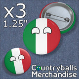 Italy Pin Badges x3 Pack