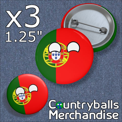 Portugal Pin Badges x3 Pack