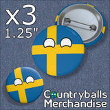 Sweden Pin Badges x3 Pack